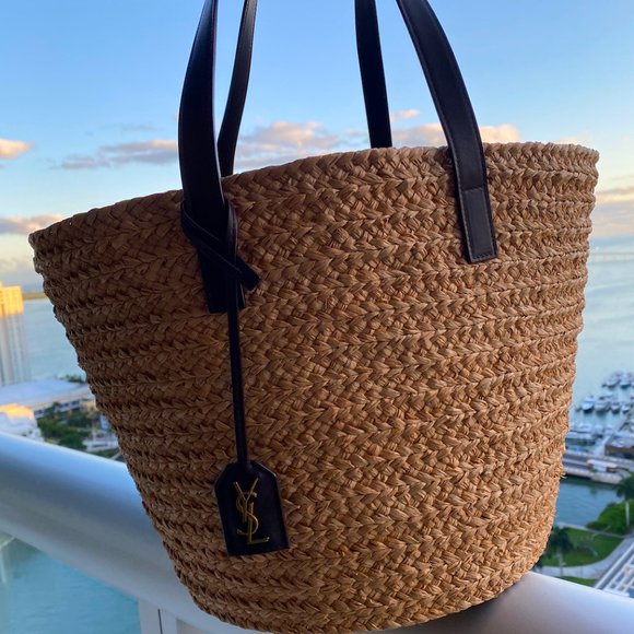 SOLD✨Saint Laurent Medium Panier Straw Tote - Picture 2 of 13